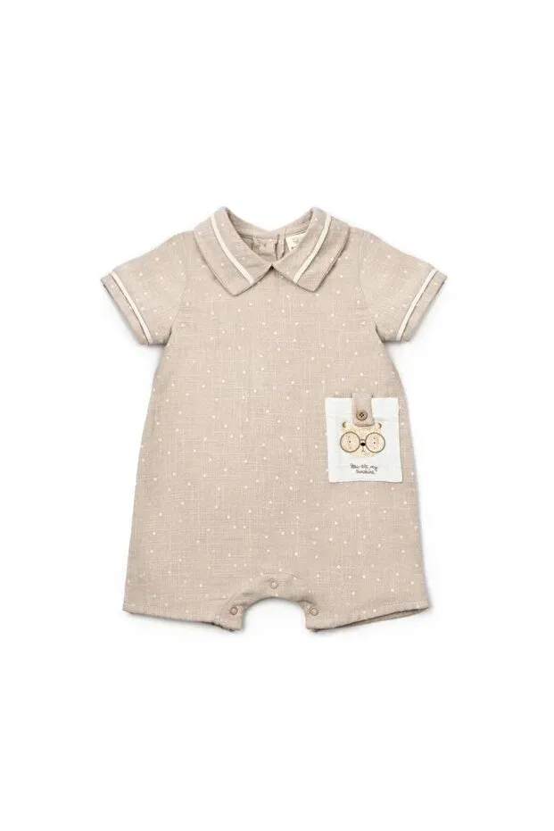 Детский комбинезон с коротким рукавом хлопковый Babycosy Organic Wear, Brown — фото 2