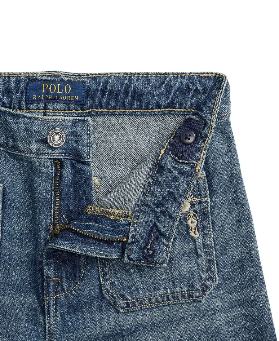 Джинсы-клеш с вышивкой Girls' 7-16 Embroidered Flared Cotton Denim Jeans Polo Ralph Lauren, Tulare Wash — фото 3