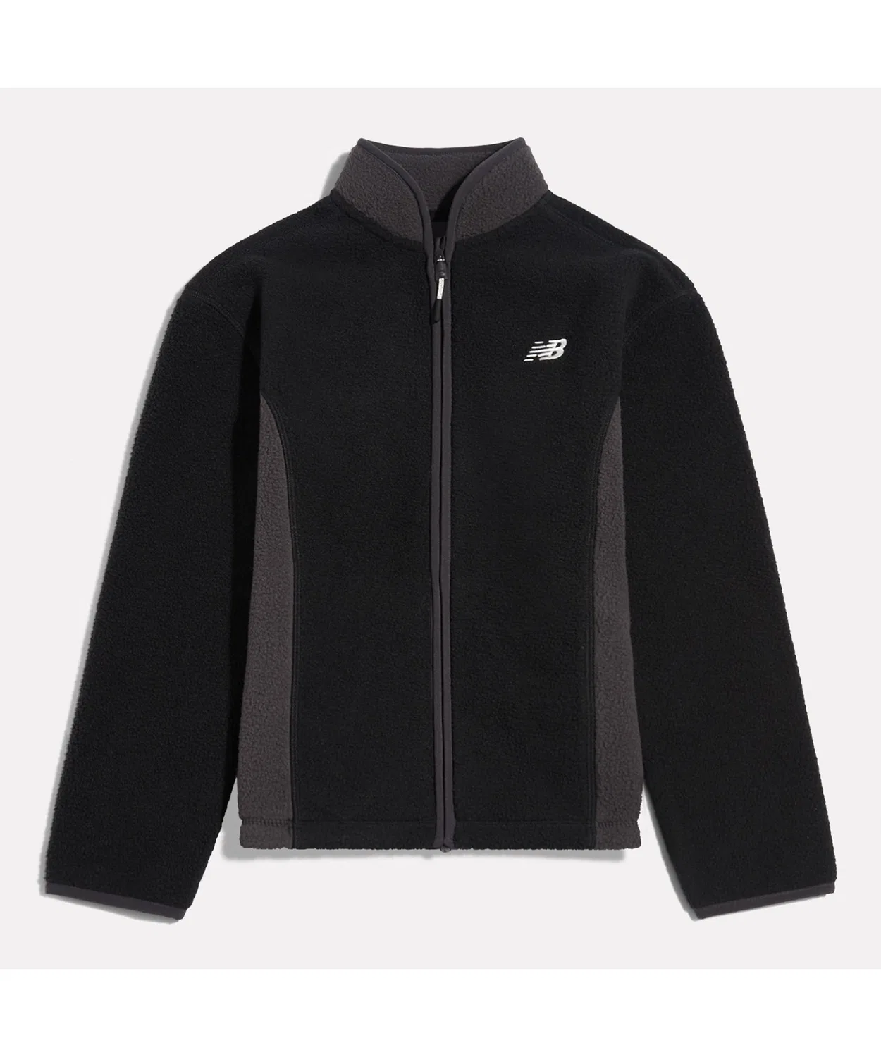 Детская флисовая куртка с полной застежкой-молнией, с вышивкой New Balance, Black