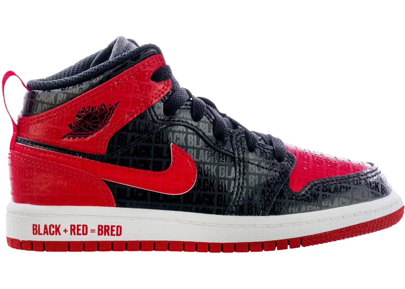 Детские кроссовки Lifestyle Jordan 1 Mid Black Red Bred (PS) Jordan, Black/Red/White
