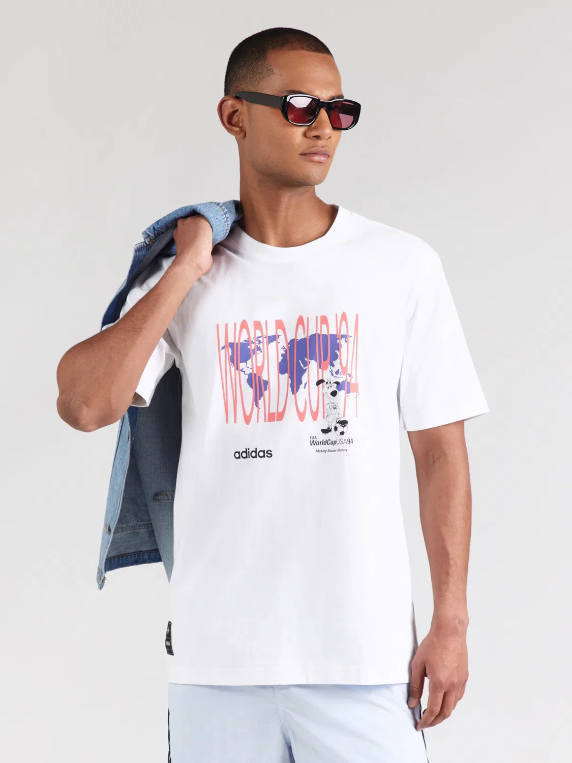Футболка Adidas Originals WC 94 MASC белого цвета — фото 3
