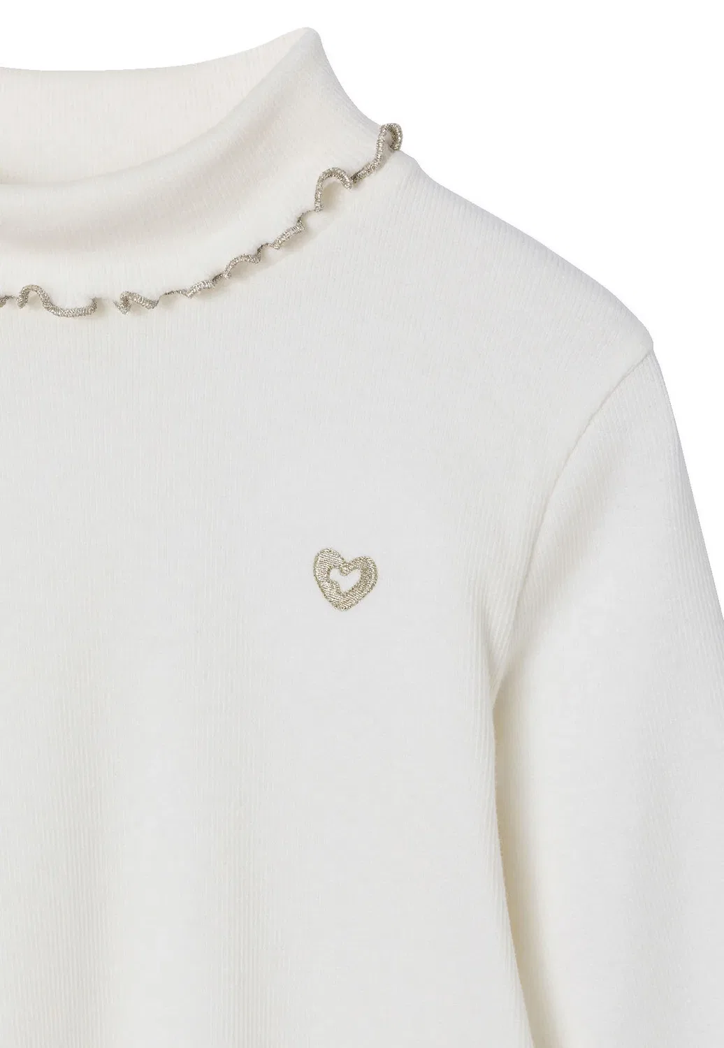 2 Er-Pack gerippte mädchen langarmshirts mit Stehkragen Basic - джемпер Vertbaudet, Wollweiß — фото 2