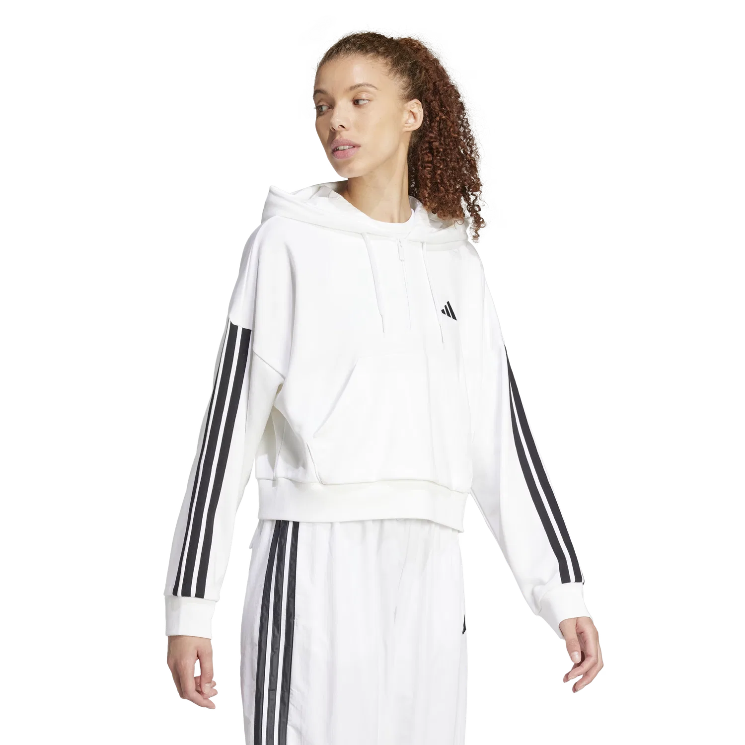 Женское худи на молнии Regular Fit Adidas, белый — фото 4