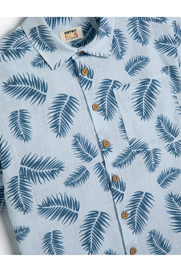 Детская рубашка для мальчиков хлопковая с принтом Koton, Blue Patterned — фото 3