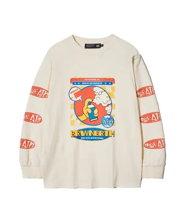 Футболка с длинным рукавом, Kids Beginning Long Sleeve Brownbreath Kids, кремовый — фото 2