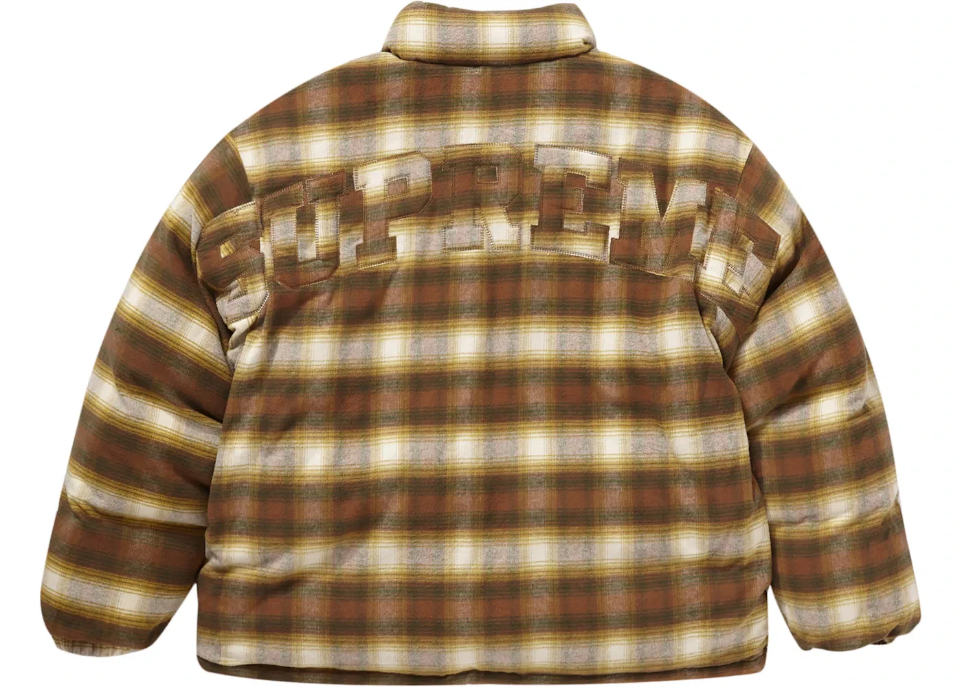 Мужская куртка-пуховик двусторонняя Supreme Flannel Reversible Puffer Jacket, Brown — фото 2