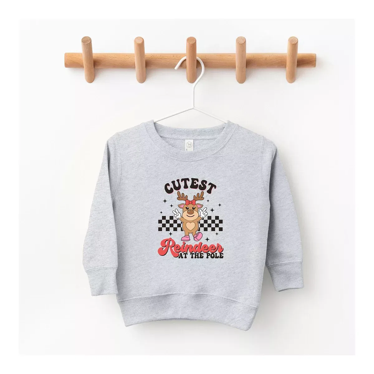 Детский свитшот с принтом Cutest Reindeer At The Pole The Juniper Shop, Heather Grey
