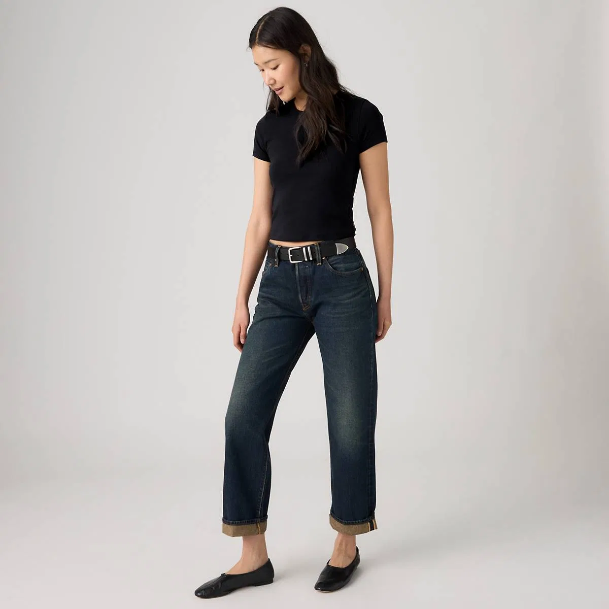 джинсы 501 '90-е, до щиколотки из денима с кромкой, женские Levi's, High Vibration Selvedge - Dark Wash