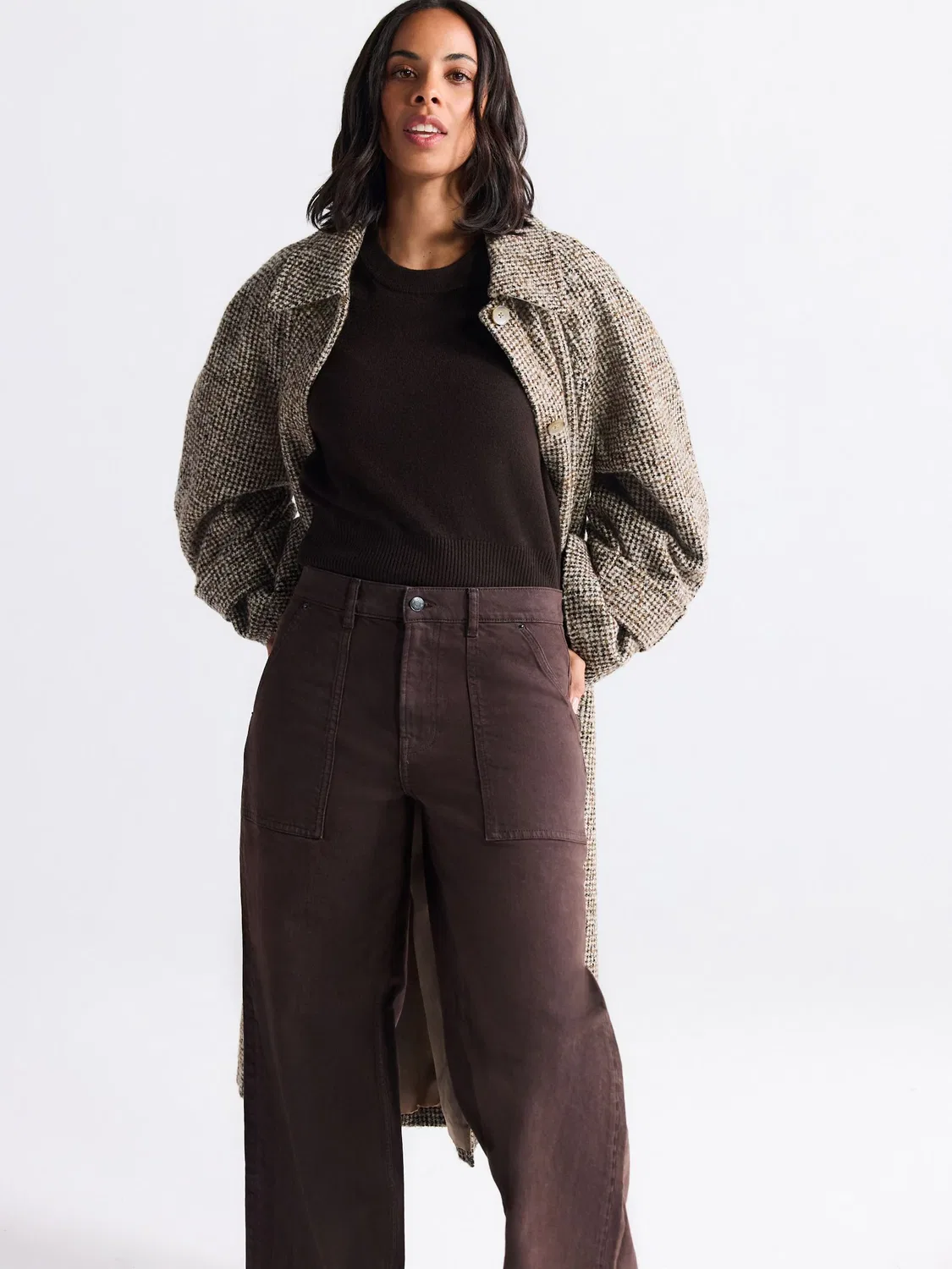 Джинсы Utility Wide Leg, Chocolate Brown Next — фото 2