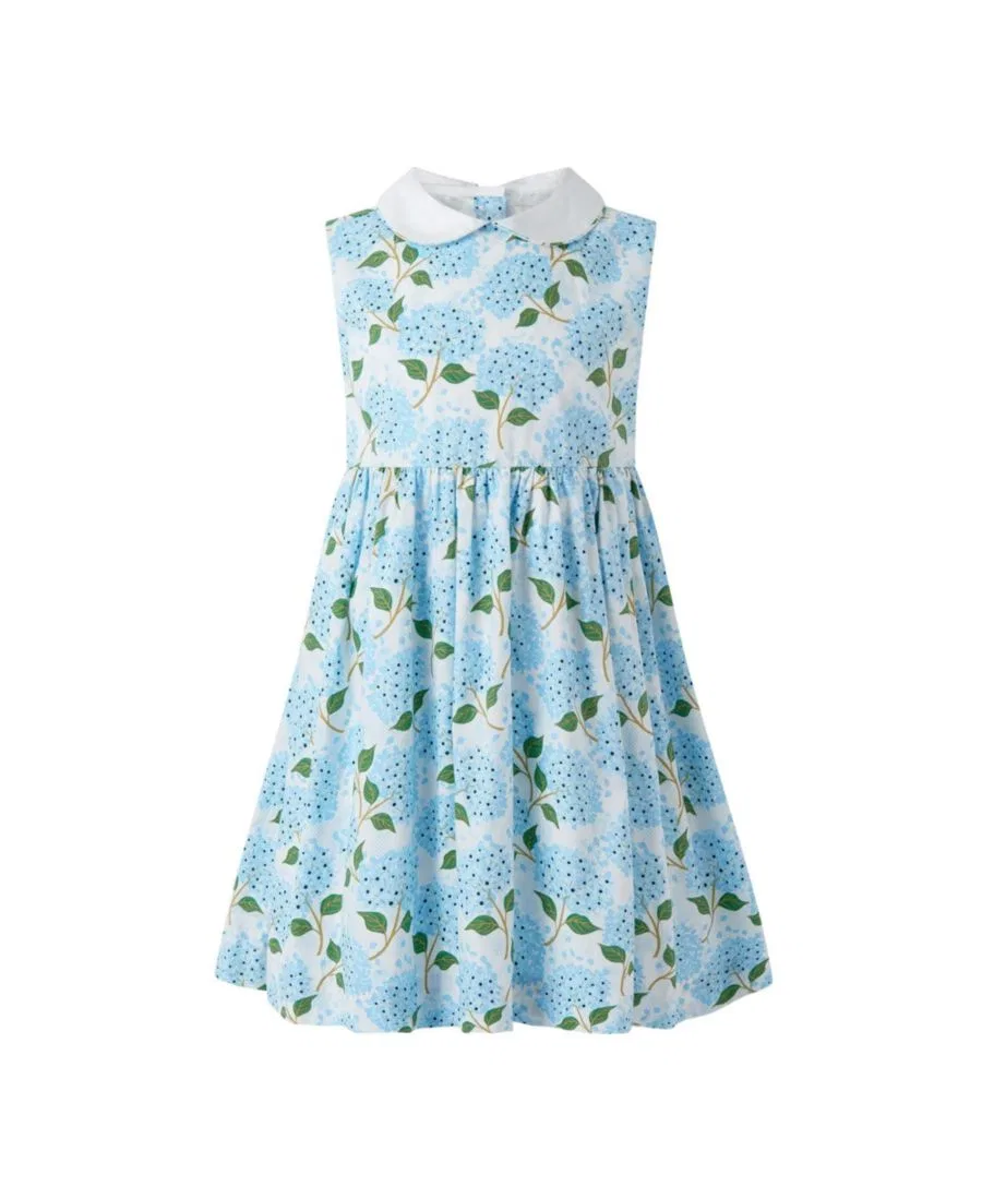 Платье без рукавов с принтом Hydrangea Peter Pan Collar Rachel Riley, Blue