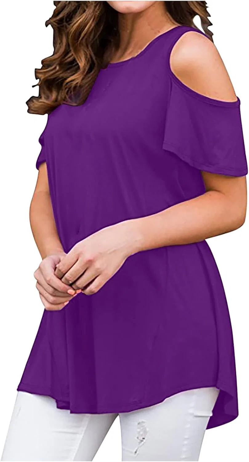Женская футболка с открытыми плечами Crew Neck, Purple