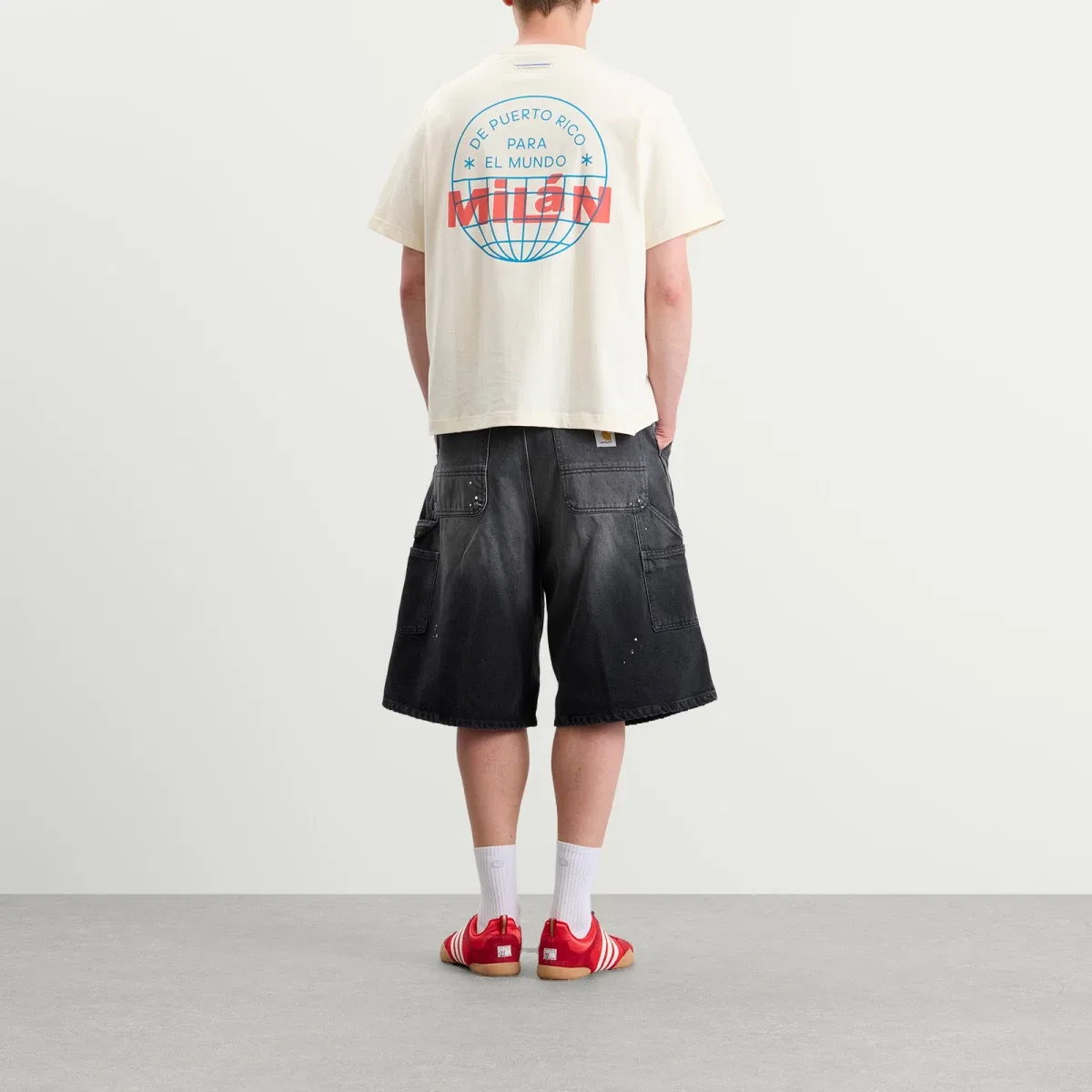 Футболка с принтом X Bad Bunny Milan Tour Merch Adidas, Cream White — фото 4