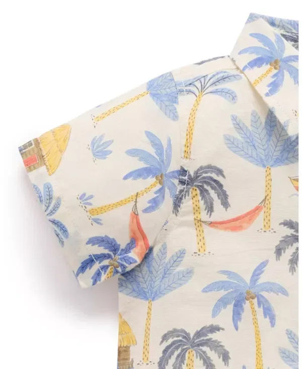 Детская рубашка для мальчиков с принтом Palm Tree Linen Blend Shirt Purebaby, Palm Tree Print — фото 4
