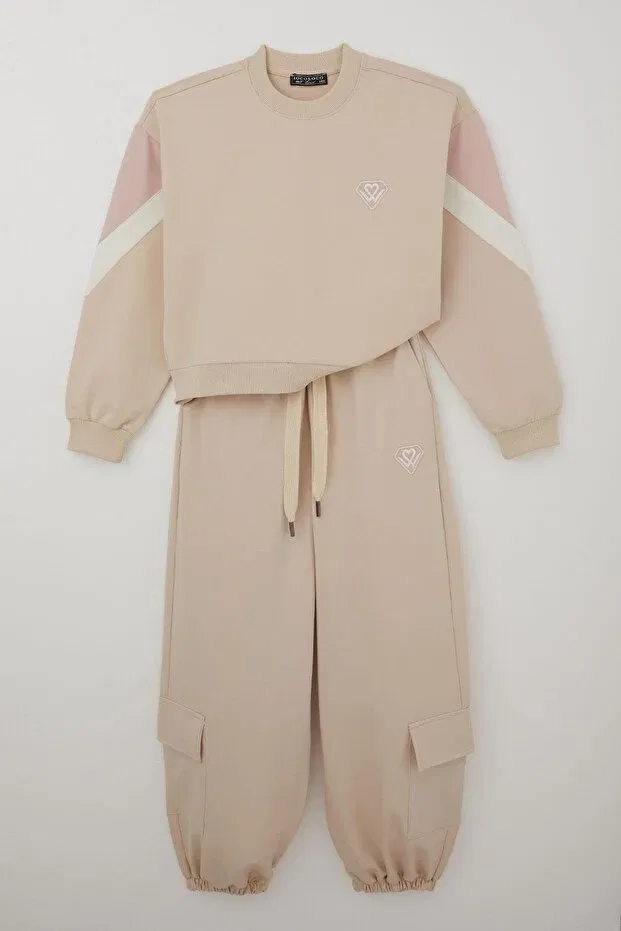 Детский спортивный комплект для девочек с эмблемой Sportswear Loco Loco Kids, Nude Color — фото 4