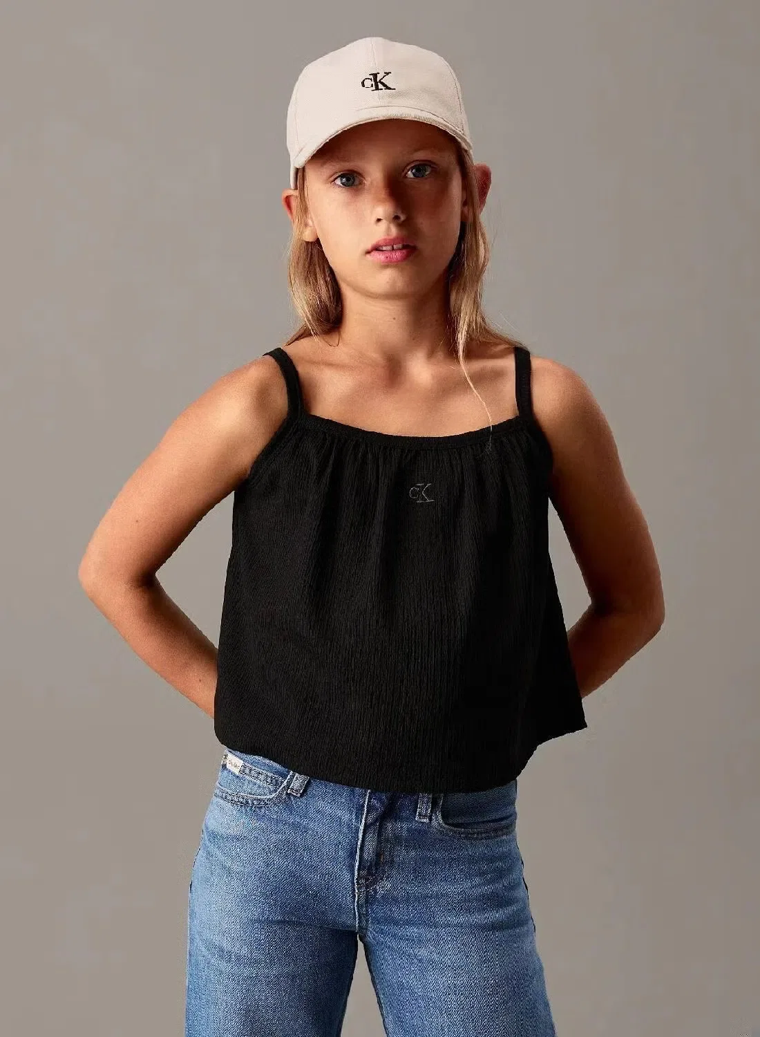Топ на бретелях свободного кроя с эффектом крэш Calvin Klein Jeans, черный