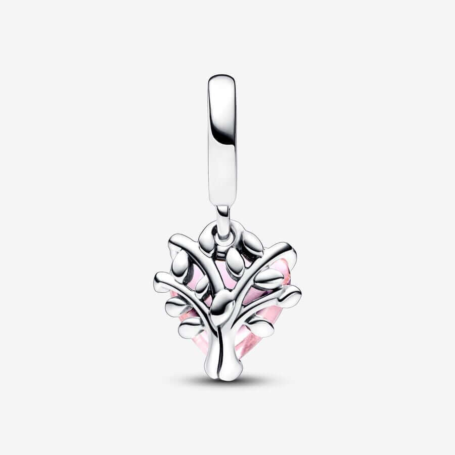 Шарм-подвеска Pandora Moments Pink Family Tree & Heart, серебро/розовый — фото 2