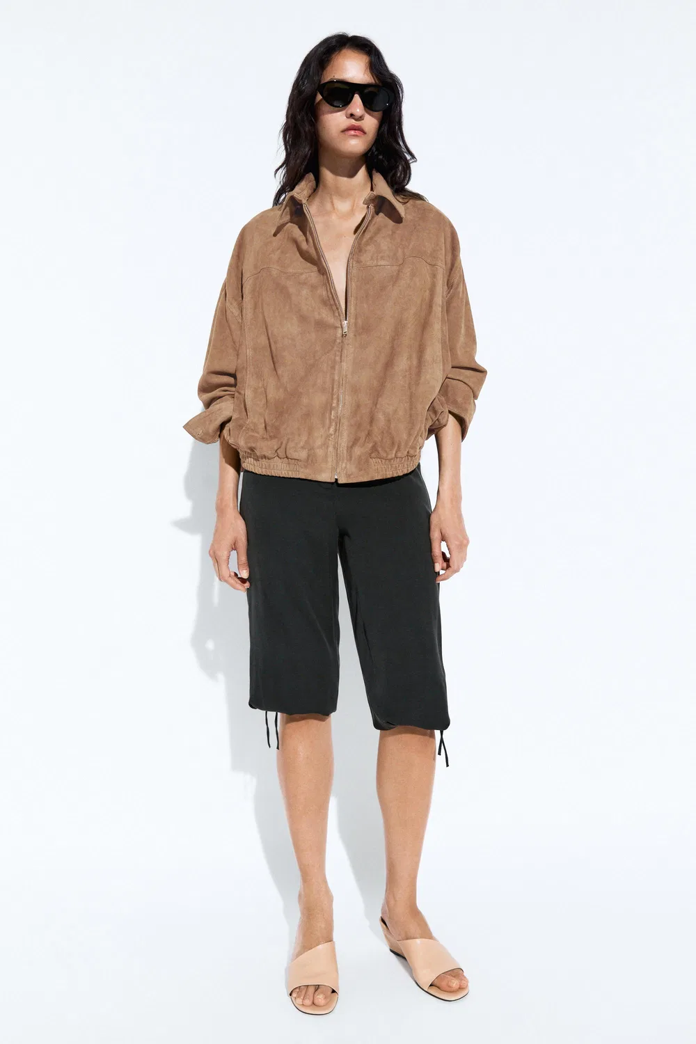 Бомбер Massimo Dutti Suede Jacket, серо-бежевый