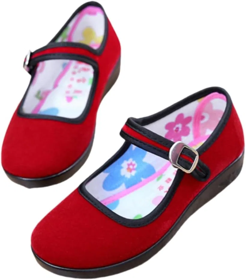 Детские туфли Мэри Джейн с китайской вышивкой Old Beijing Auhoho, Red