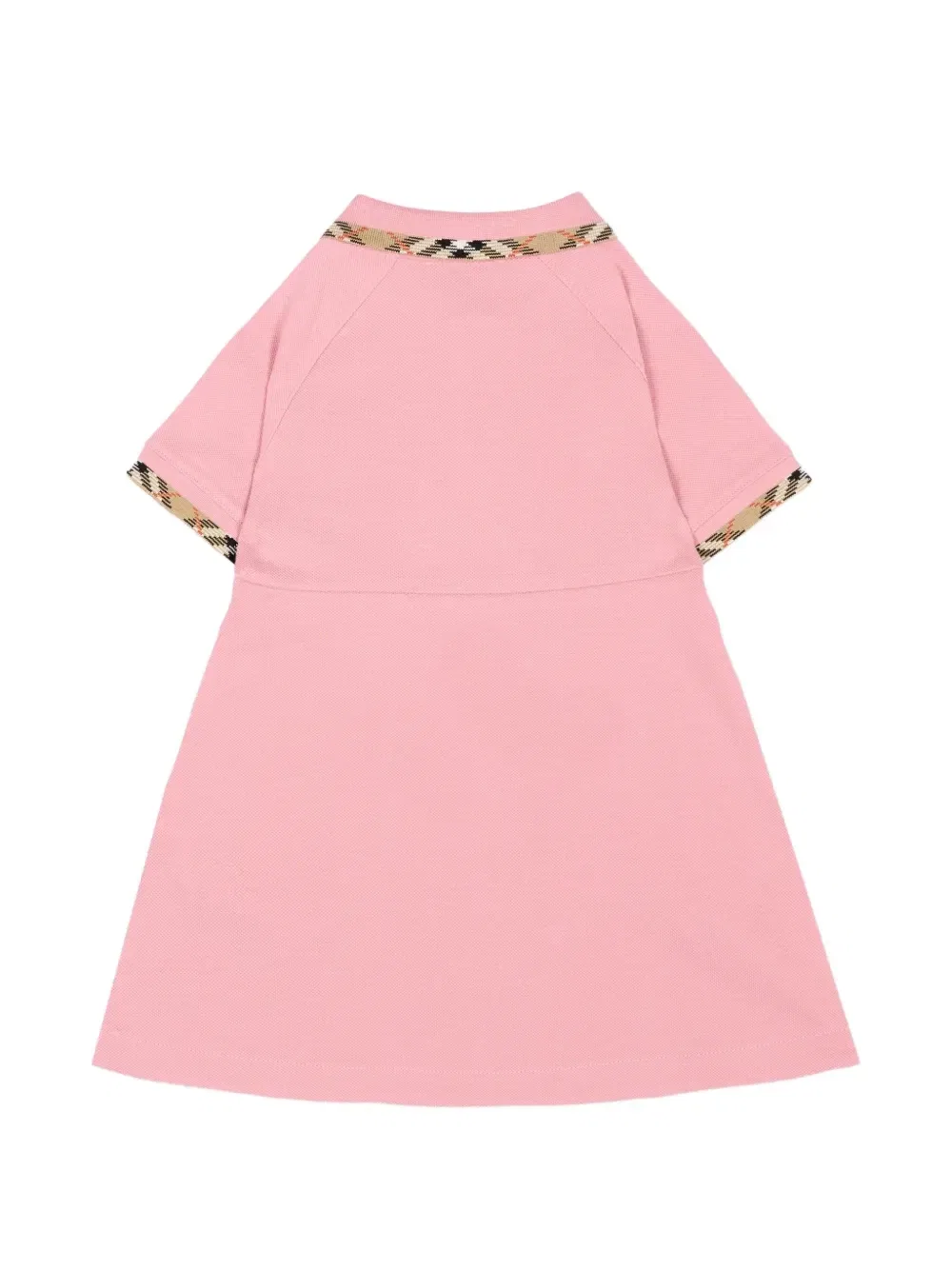 Поло-платье с делкой в клетку Burberry Kids, розовый — фото 2