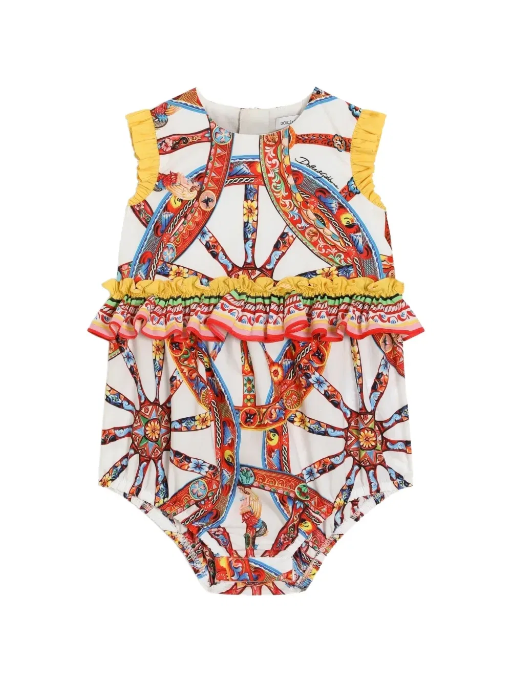 Поплиновый ромпер с принтом Carretto Dolce & Gabbana Kids, белый