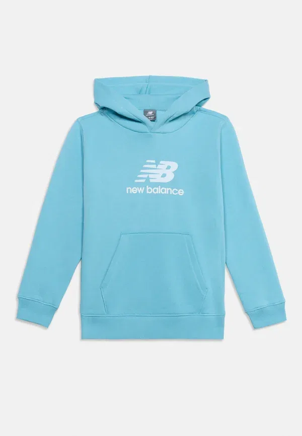 Худи с принтом Stacked logo hoodie unisex New Balance, Taffy Blue, голубой