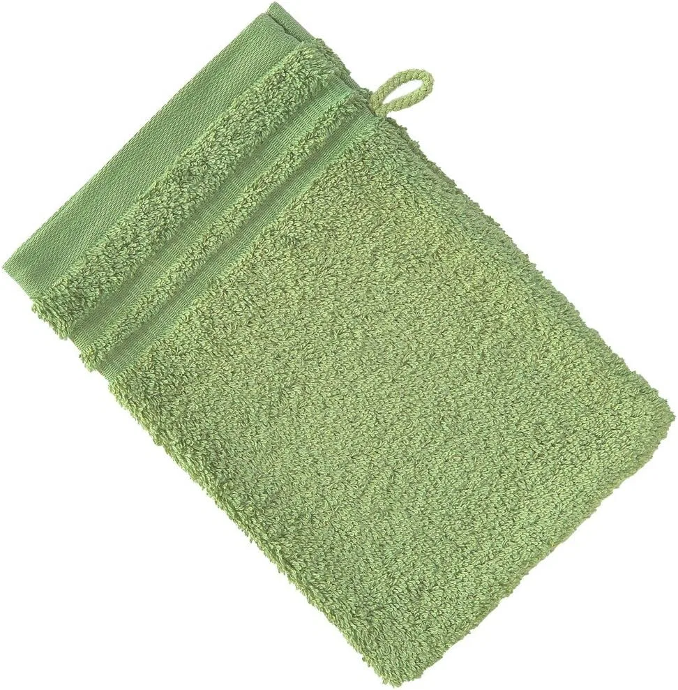 No brand Маховая варежка для умывания, 100% хлопок, набор 6 шт, 15 x 21 см, Green