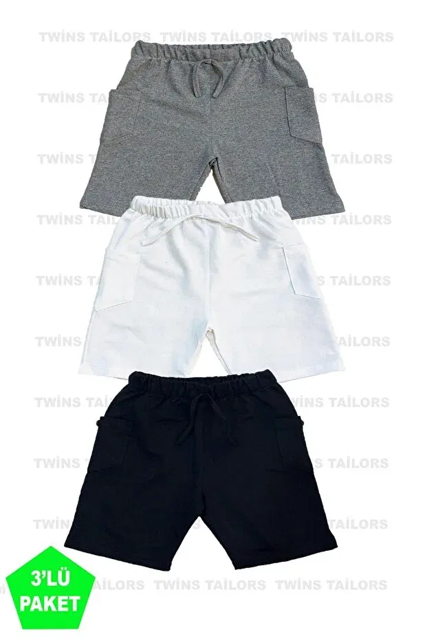 Детские шорты для девочек хлопковые 3 шт Twins Tailors, Black-White-Gray
