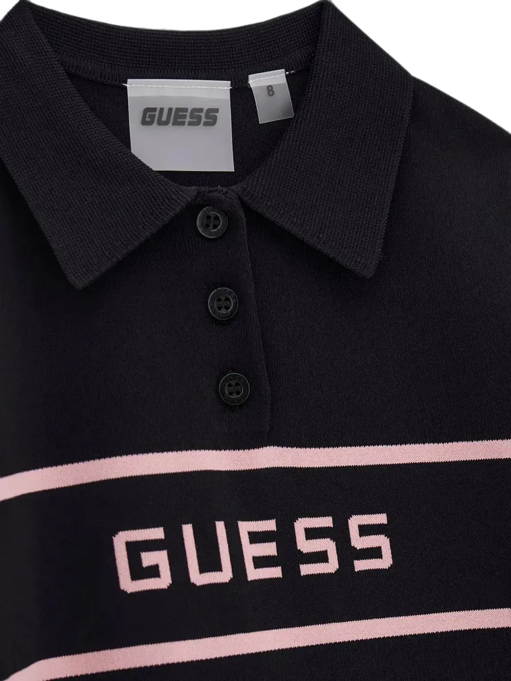 Рубашка-поло с логотипом в технике интарсии Guess Kids, черный — фото 3