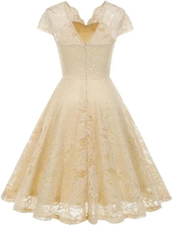 Женское винтажное платье с V-образным вырезом Swing Dress, Wine — фото 3