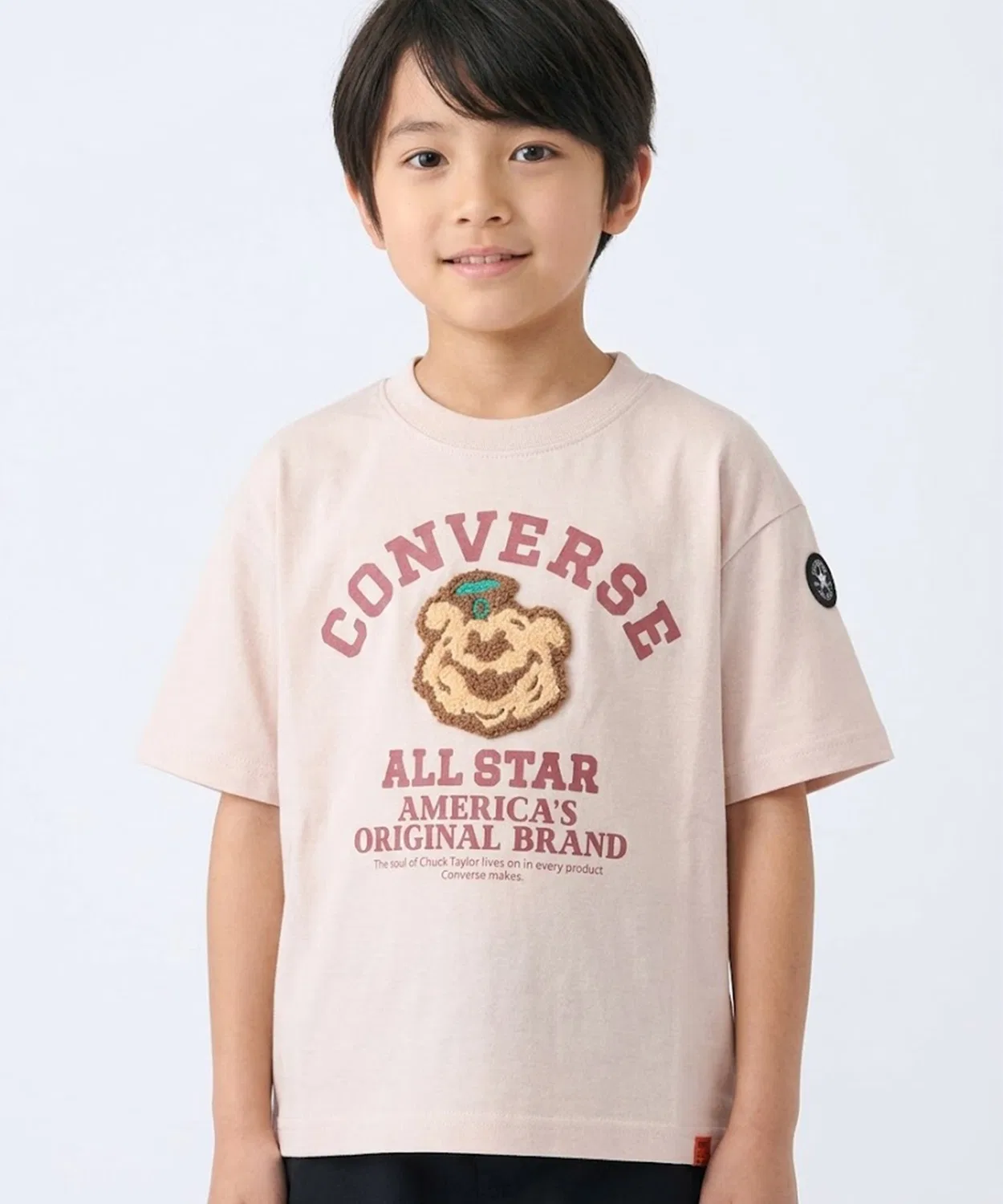 Детская футболка с принтом Wide T-Shirt CONVERSE, Бежевый