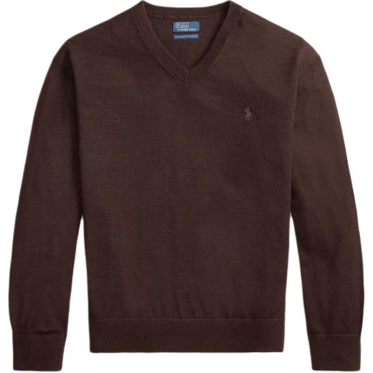 Женский свитер с V-образным вырезом Dark Chocolate Brown Polo Ralph Lauren, Темно-шоколадный