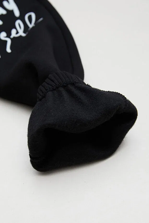 Детские спортивные штаны для девочек с принтом 3 Thread Letter Printed Fulla Moda, Black — фото 3