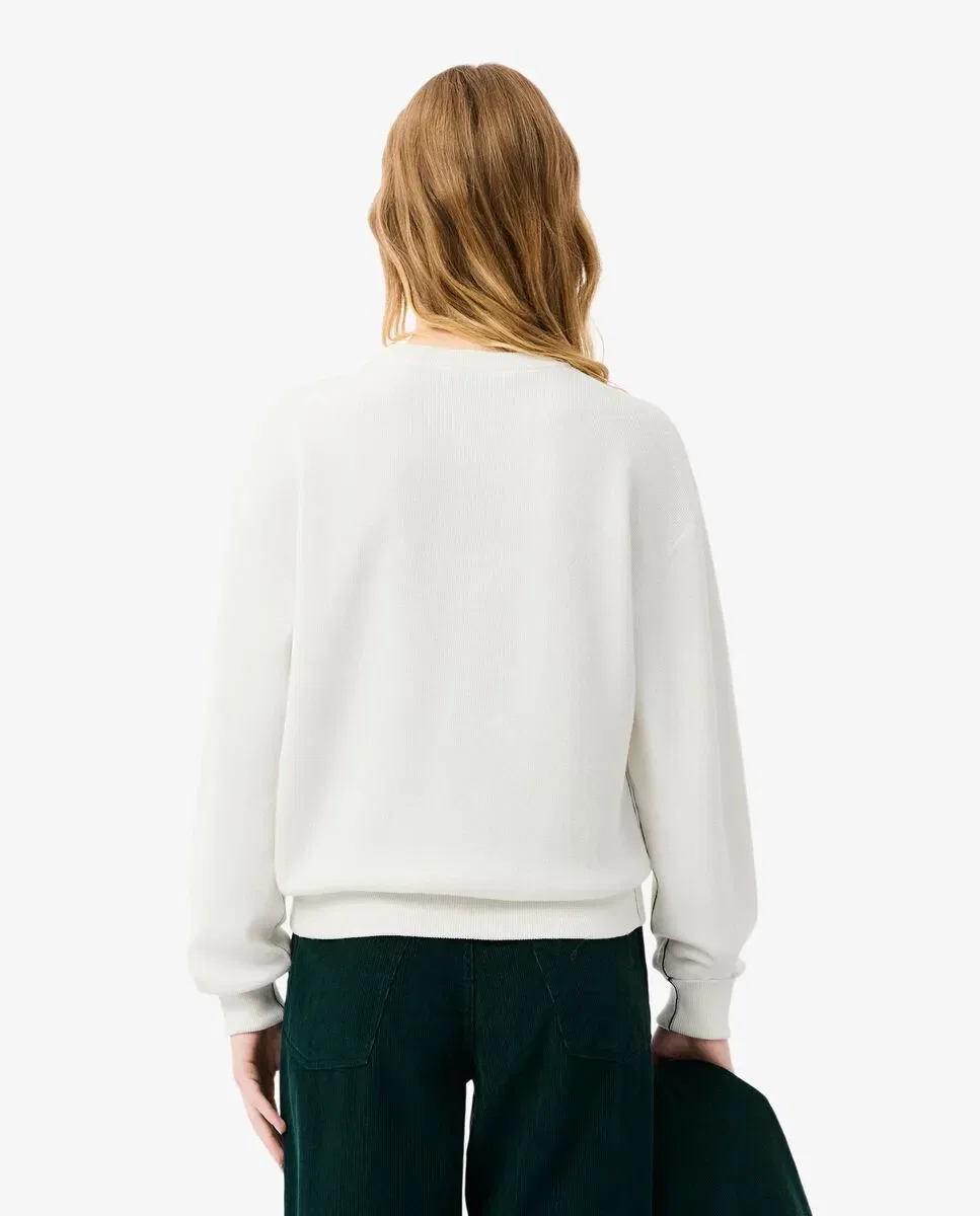 Джемпер Lacoste Белый свободного кроя из хлопка и шерсти — фото 2