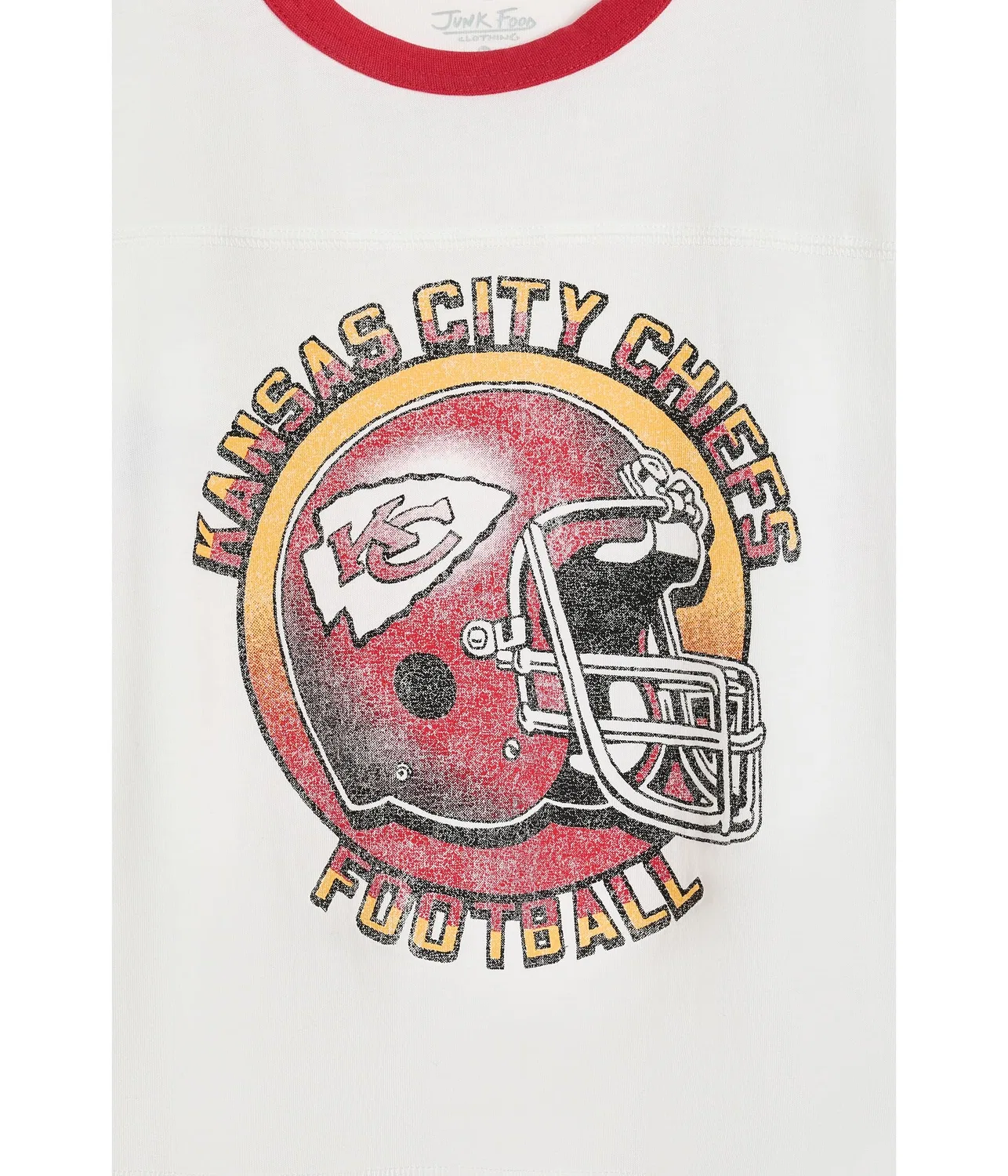 Футболка с полосатой отделкой и кольцевым рисунком в стиле NFL Kansas City Chiefs (для маленьких и больших детей) Junk Food Clothing Kids, Vintage White — фото 3