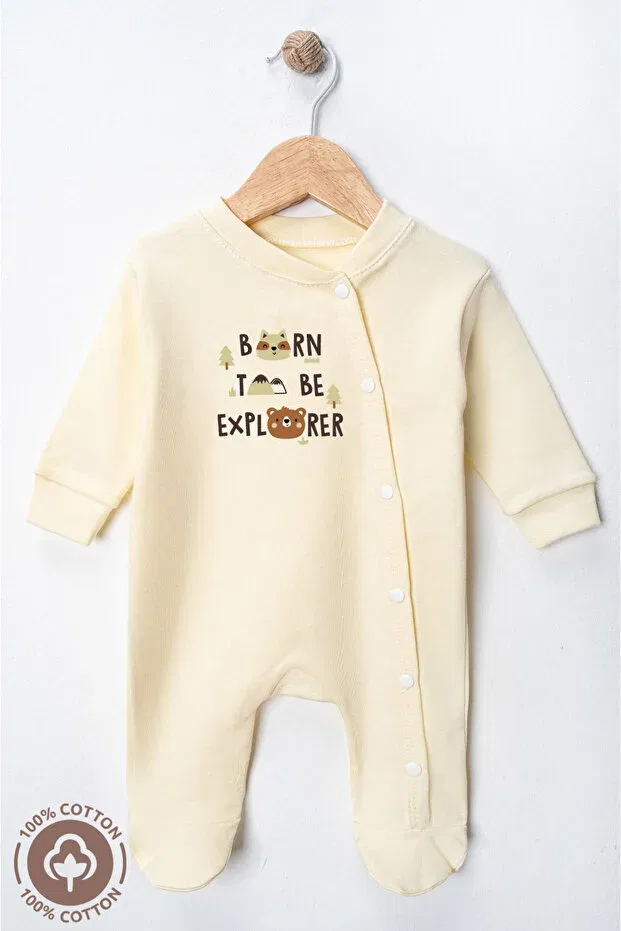 Детский комбинезон для новорожденных с принтом Born To Be Printed Miniel, Yellow — фото 4