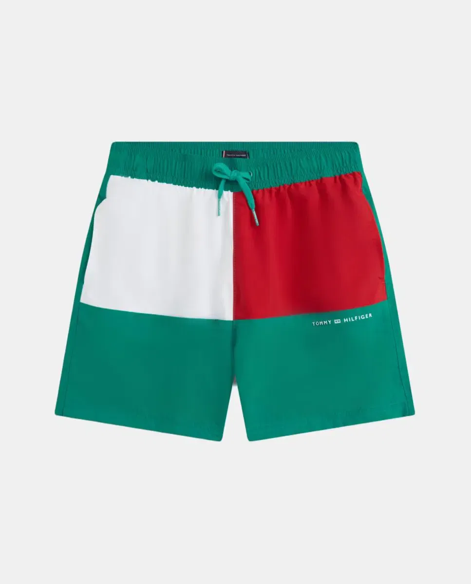 Детские плавки для мальчиков с регулируемым шнурком Flag Print Tommy Hilfiger, Verde