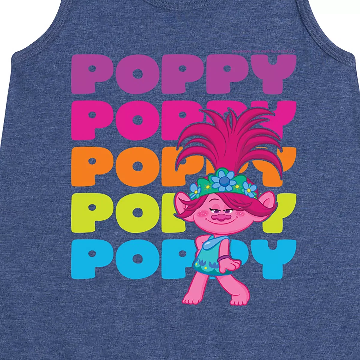 Детское платье для девочек без рукавов Trolls Poppy Stacked Name, Heather Navy — фото 2