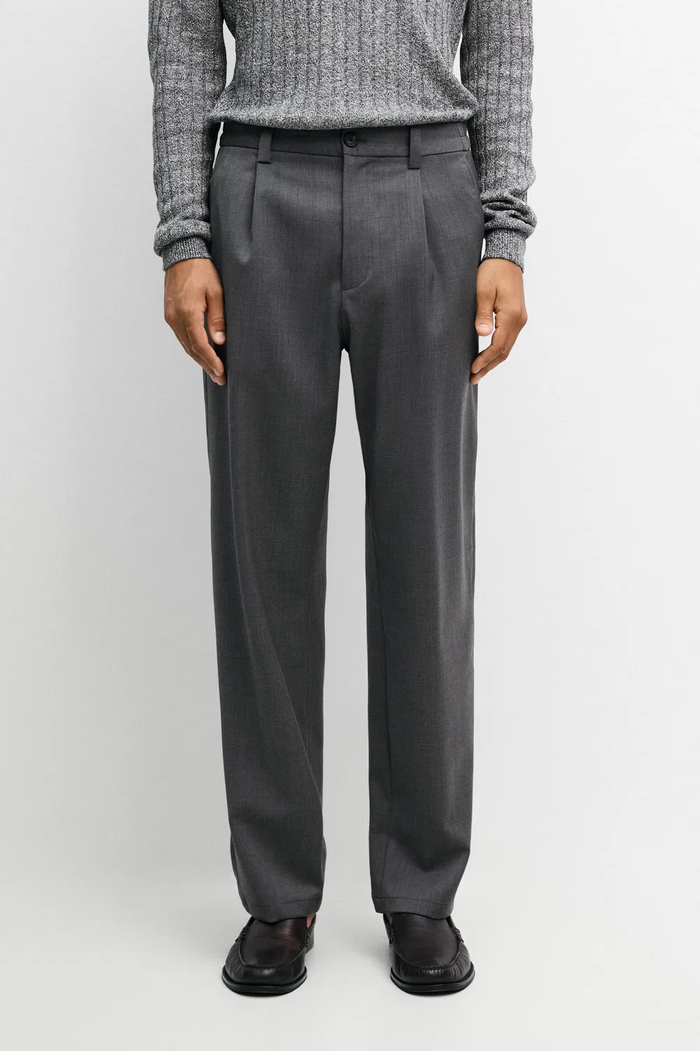 Брюки Massimo Dutti 100% Wool Straight-Leg, серый