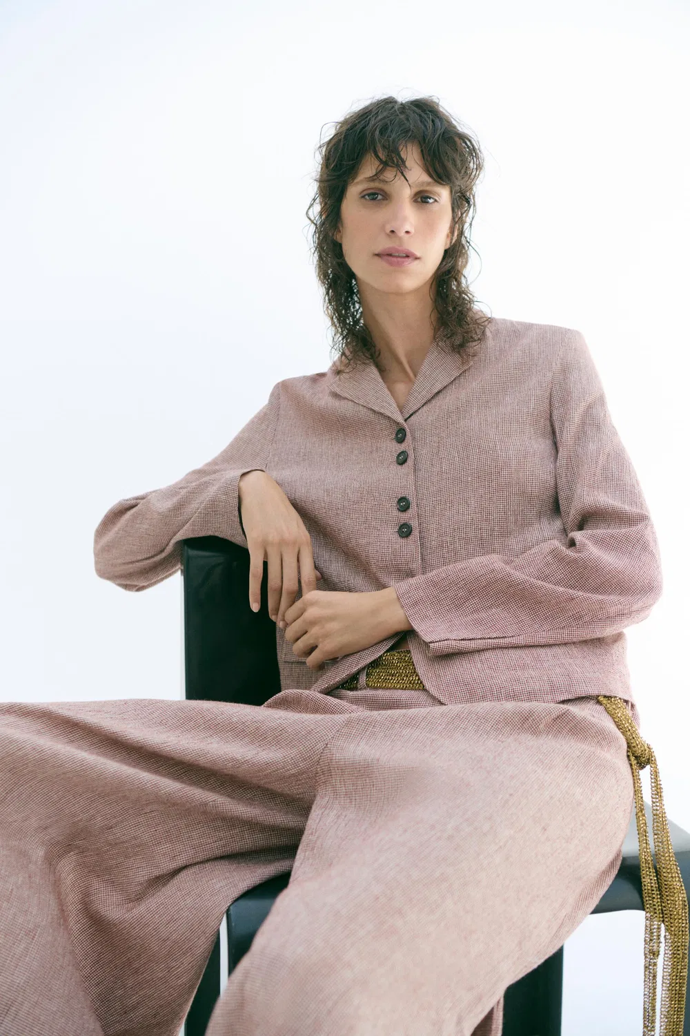 Блейзер из льняной смеси, коллекция ZW. ZARA, Burgundy