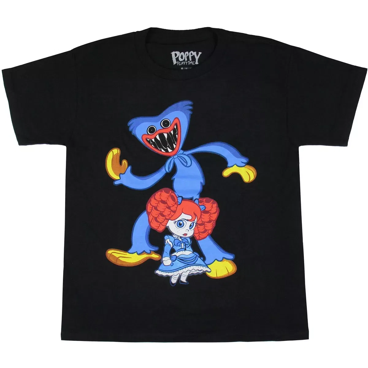 Детская футболка с принтом Poppy and Wuggy Character Graphic Poppy Playtime, Black — фото 2