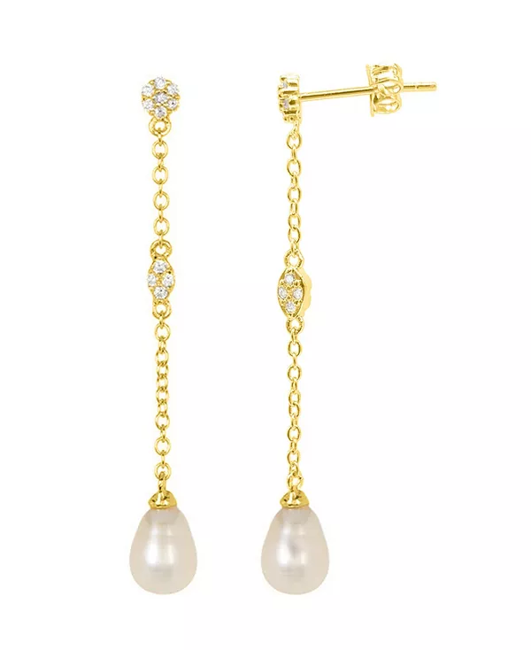 

Золотые серьги с пресноводным культивированным жемчугом Adornia, white