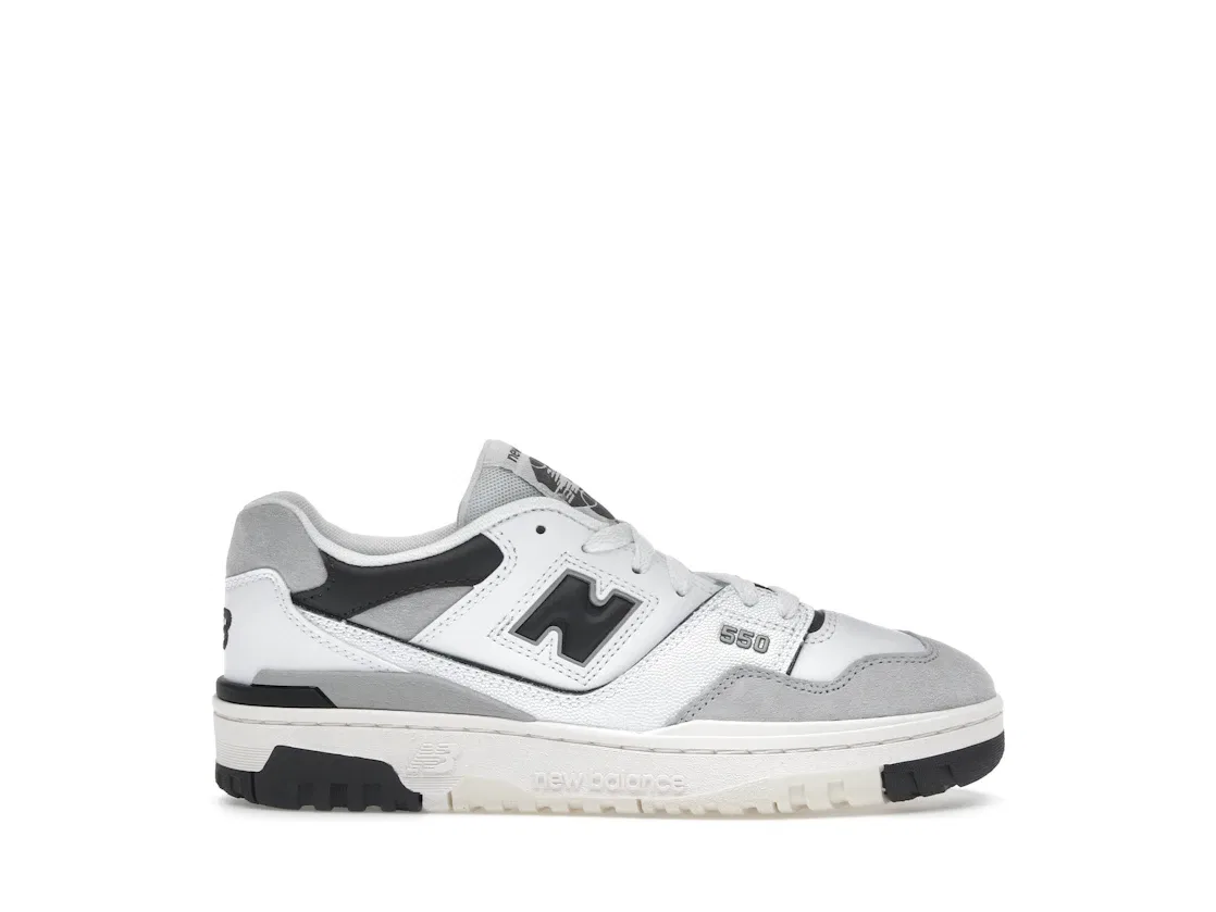 Детские кроссовки для мальчиков и девочек с длинным язычком New Balance 550, White/Black Cement