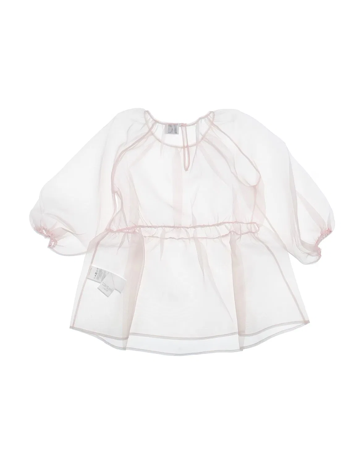 Детская блуза из органзы с длинным рукавом Le Petit Coco, Light Pink — фото 2