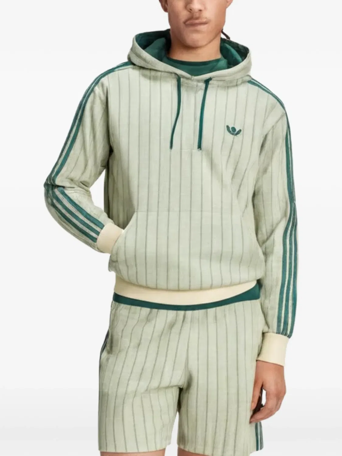 Худи в полоску Adidas, нейтральные цвета — фото 3