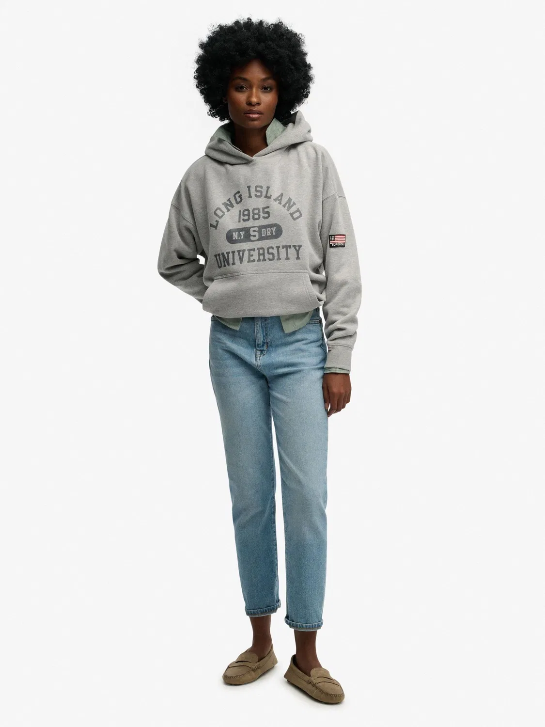 Худи Oversized Athletic Essentials Relaxed Hoodie Superdry, серый — фото 4