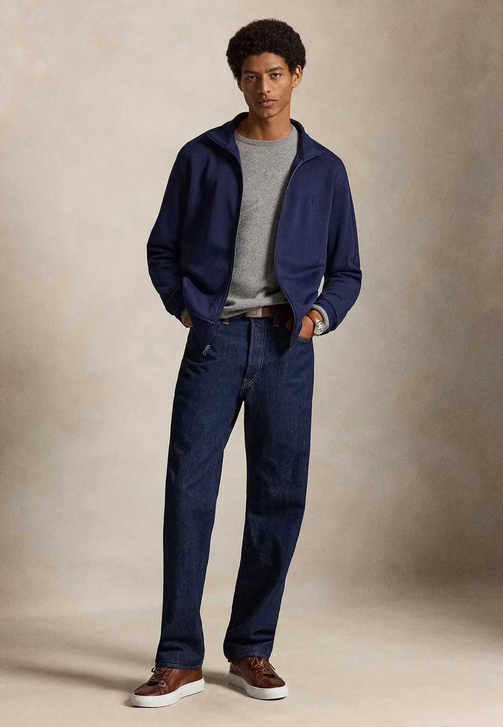 Спортивная куртка из двойной вязки - толстовка на молнии Polo Ralph Lauren, Newport Navy — фото 2