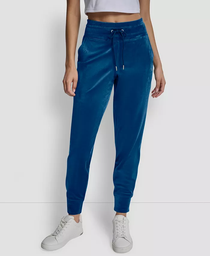 

Женские джоггеры Platinum Velour с логотипом из стразов Slim Fit Dkny, синий