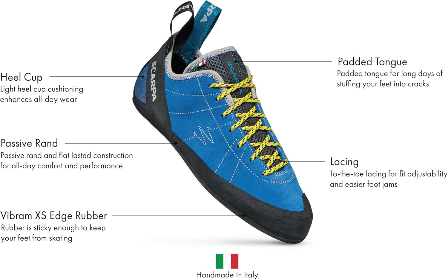 Мужские скальные туфли SCARPA Helix с шнуровкой для традиционного и спортивного скалолазания, синий — фото 3