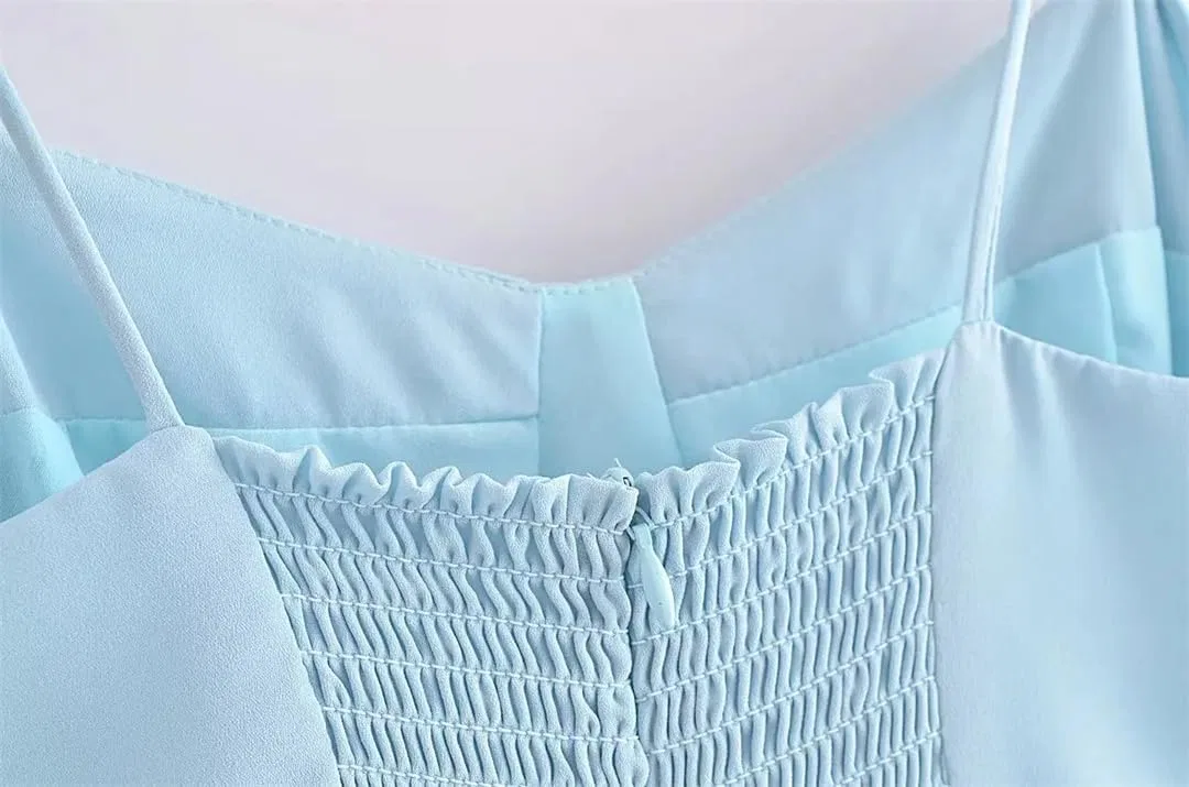 Женское шифоновое платье с разрезом спереди без рукавов, Light Blue — фото 4
