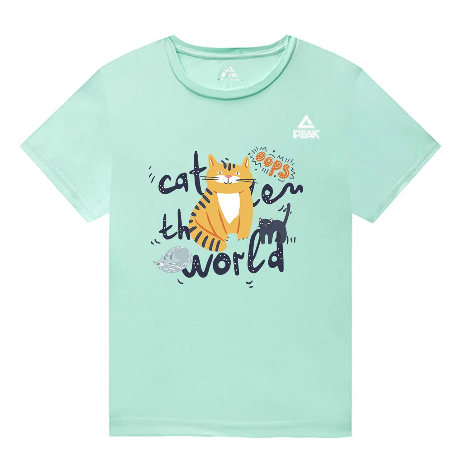 Футболка для детей, повседневная, Crew Neck, PEAK, Apple Green